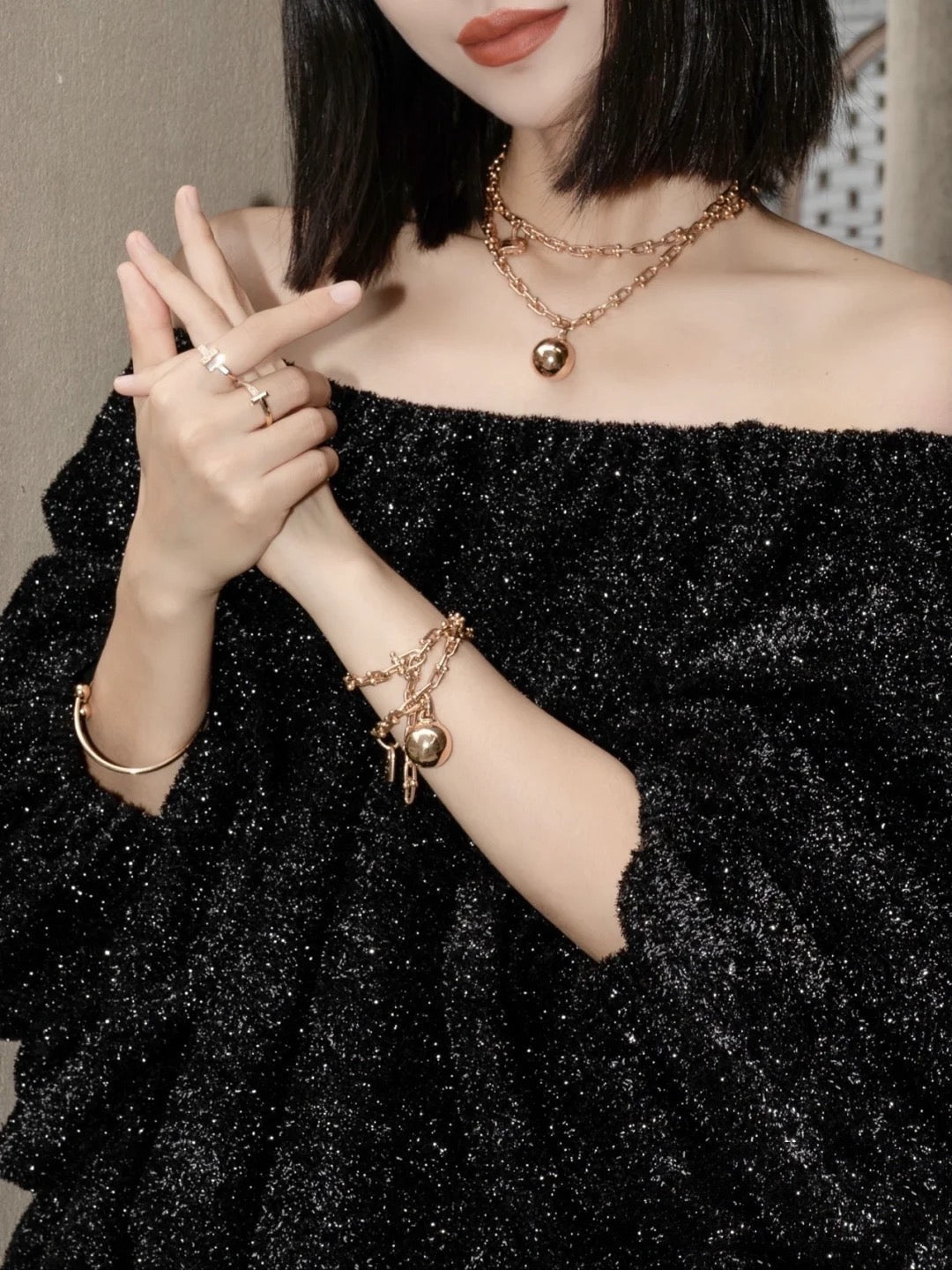 [Dawnora Jewelry]HARDWEAR PINK GOLD WRAP NECKLACE