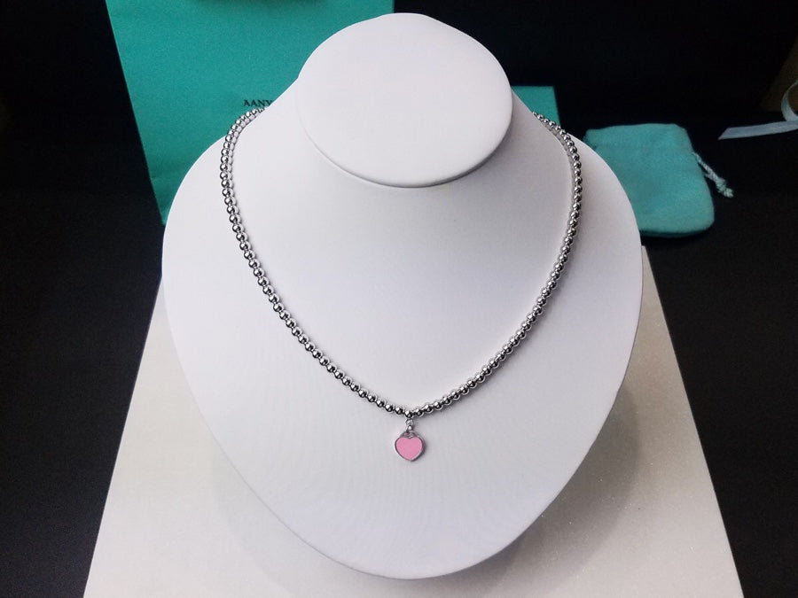 [Dawnora Jewelry]HEART PEDANT SILVER BALL CHAIN NECKLACE
