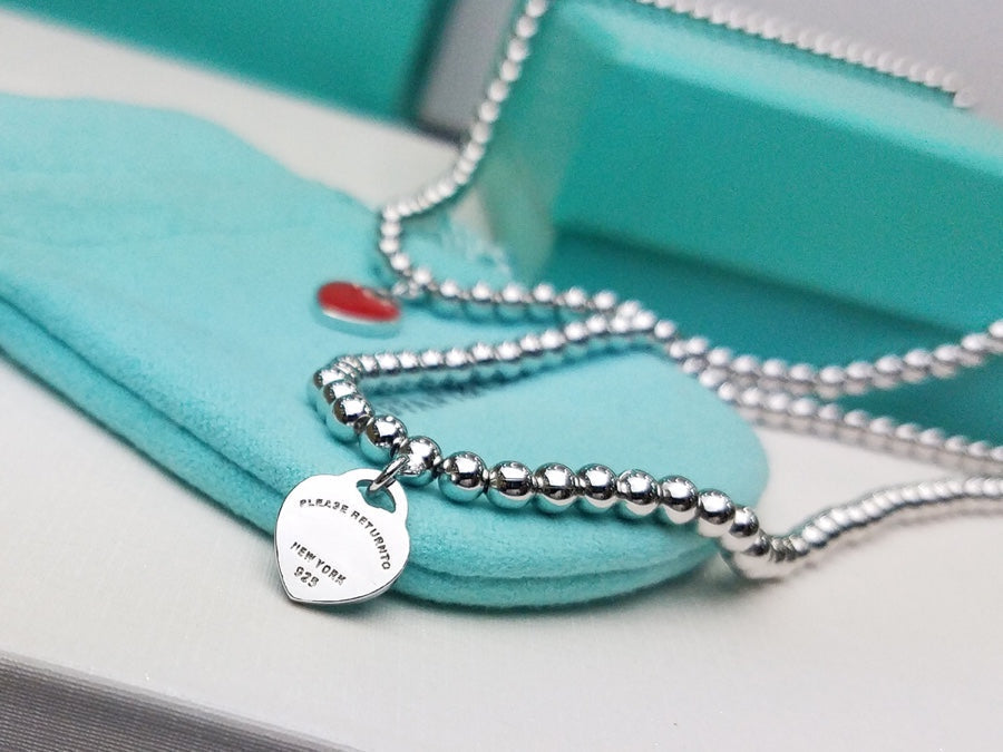 [Dawnora Jewelry]HEART PEDANT SILVER BALL CHAIN NECKLACE