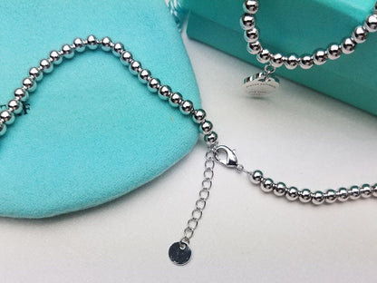 [Dawnora Jewelry]HEART PEDANT SILVER BALL CHAIN NECKLACE