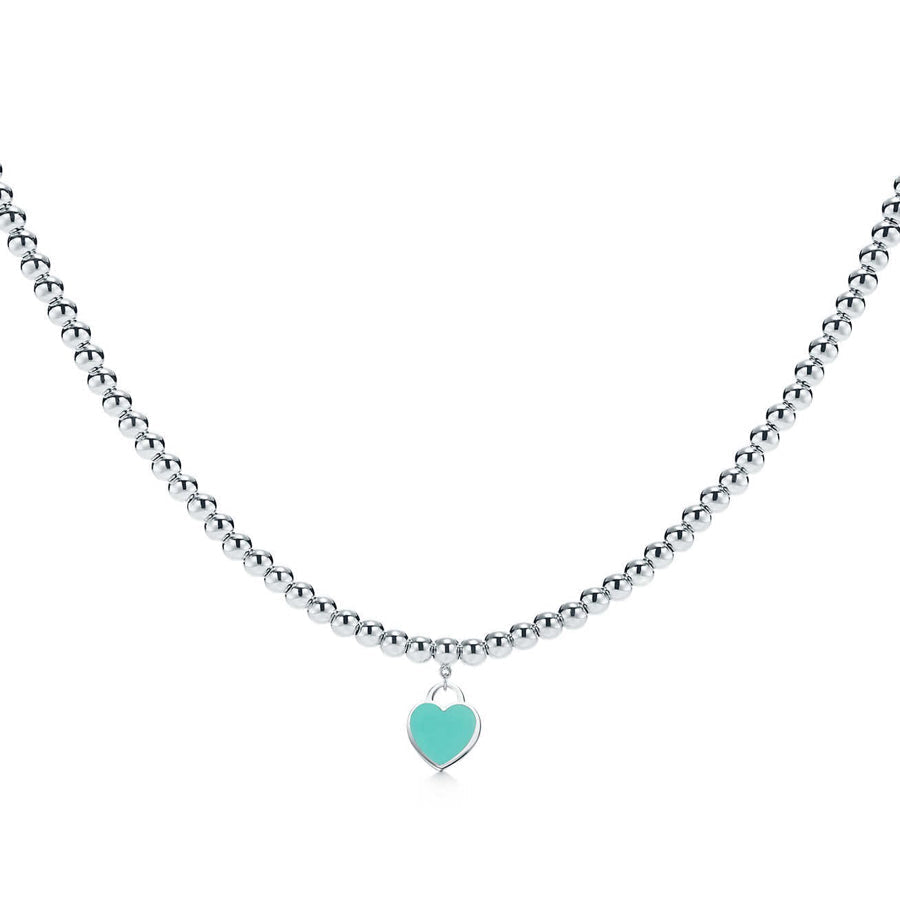 [Dawnora Jewelry]HEART PEDANT SILVER BALL CHAIN NECKLACE