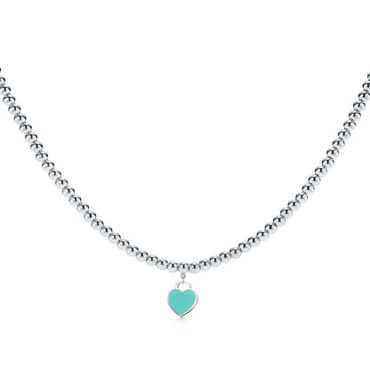 [Dawnora Jewelry]HEART PEDANT SILVER BALL CHAIN NECKLACE