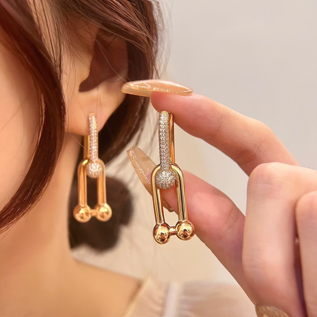 [Dawnora Jewelry]HARDWEAR DROP DIAMONDS EARRINGS