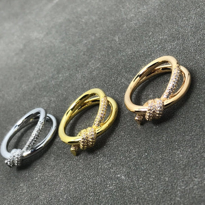 [Dawnora Jewelry]KNOT RING DOUBLE ROW DIAMOND