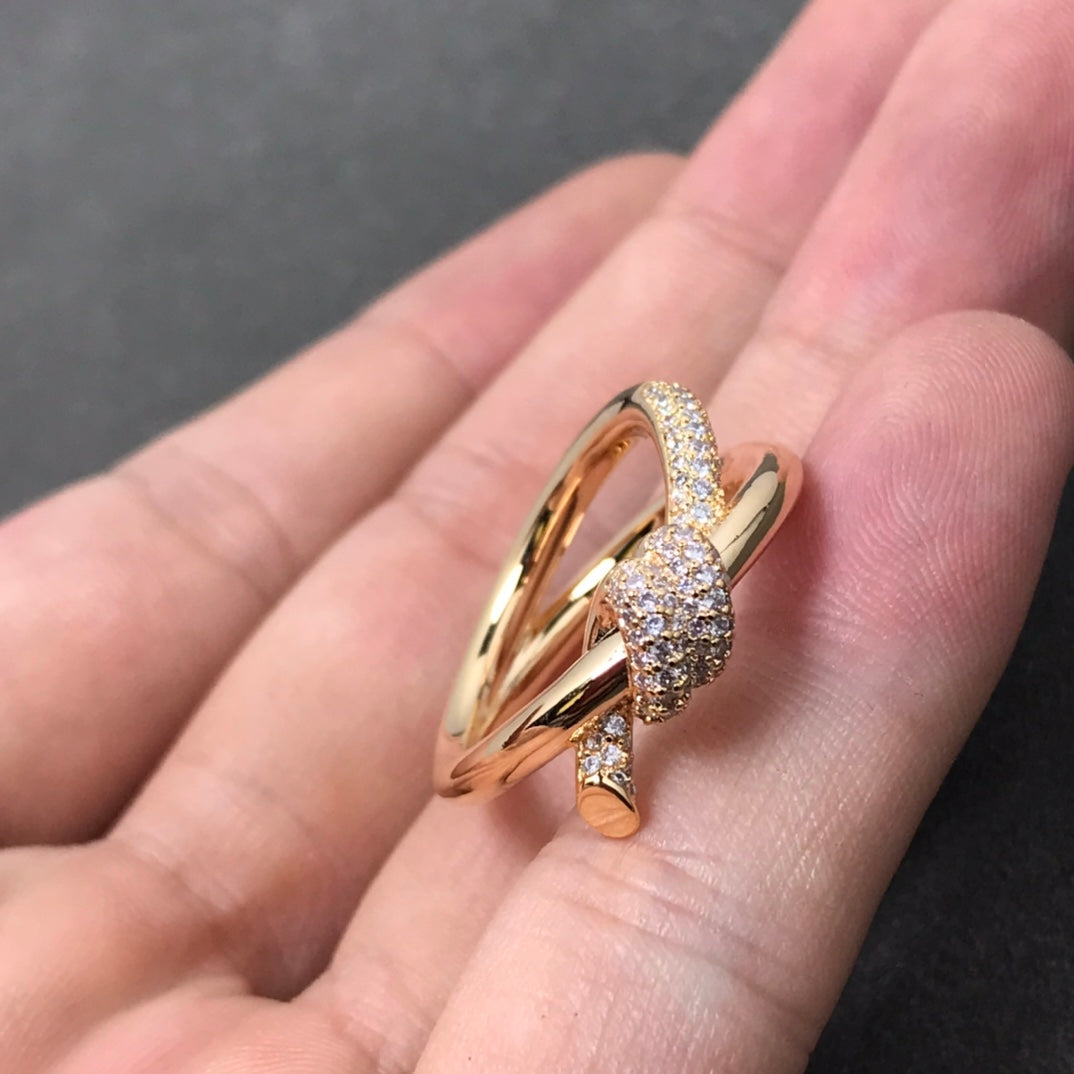 [Dawnora Jewelry]KNOT RING DOUBLE ROW DIAMOND