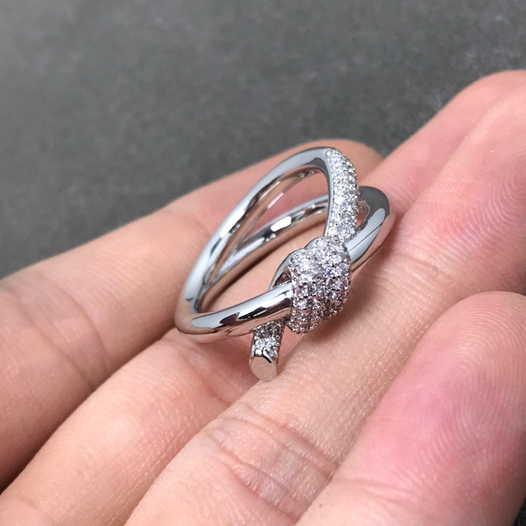 [Dawnora Jewelry]KNOT RING DOUBLE ROW DIAMOND