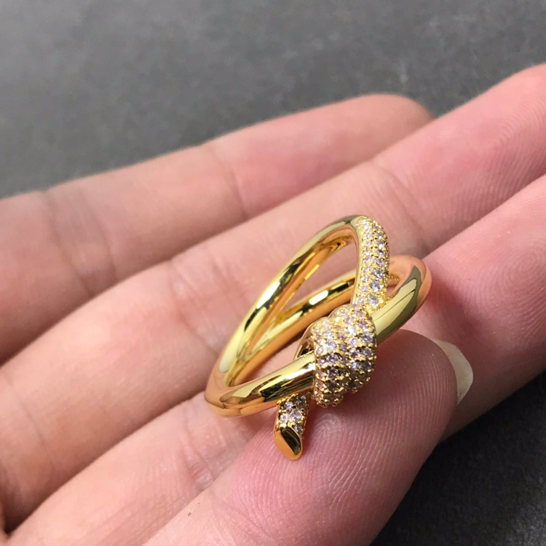 [Dawnora Jewelry]KNOT RING DOUBLE ROW DIAMOND