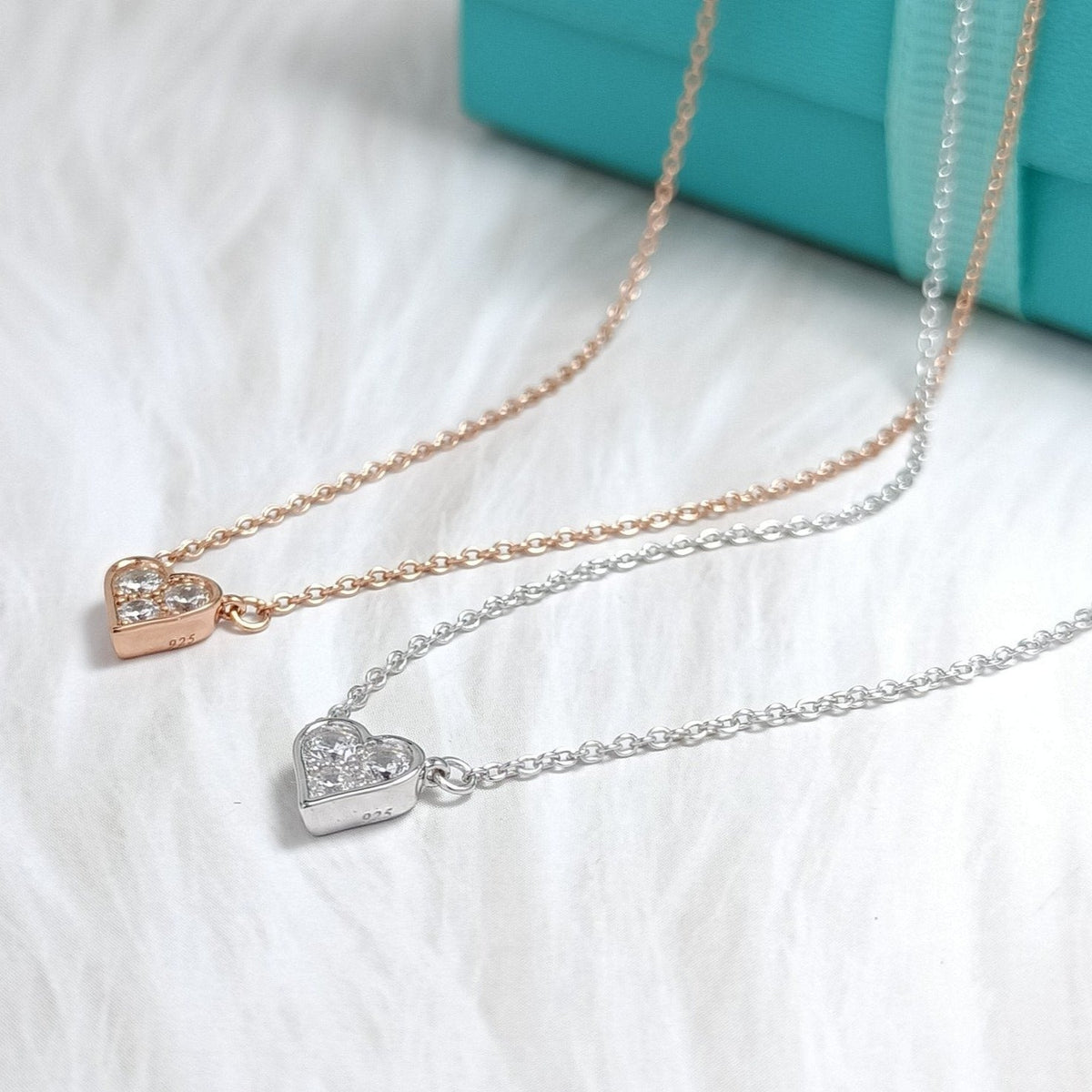 [Dawnora Jewelry]HEART 3 DIAMONDS PEDANT NECKLACE