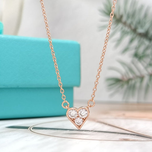 [Dawnora Jewelry]HEART 3 DIAMONDS PEDANT NECKLACE