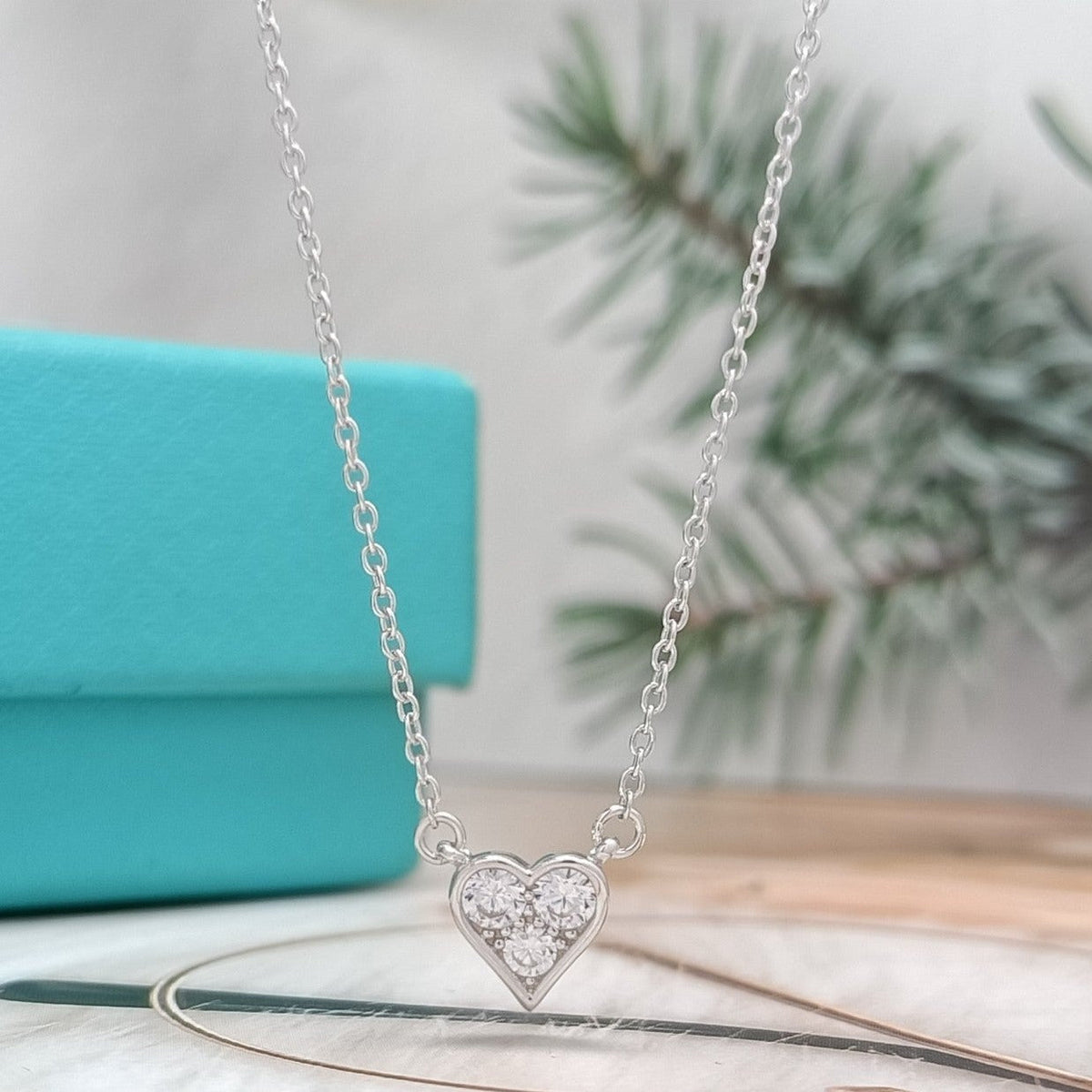[Dawnora Jewelry]HEART 3 DIAMONDS PEDANT NECKLACE