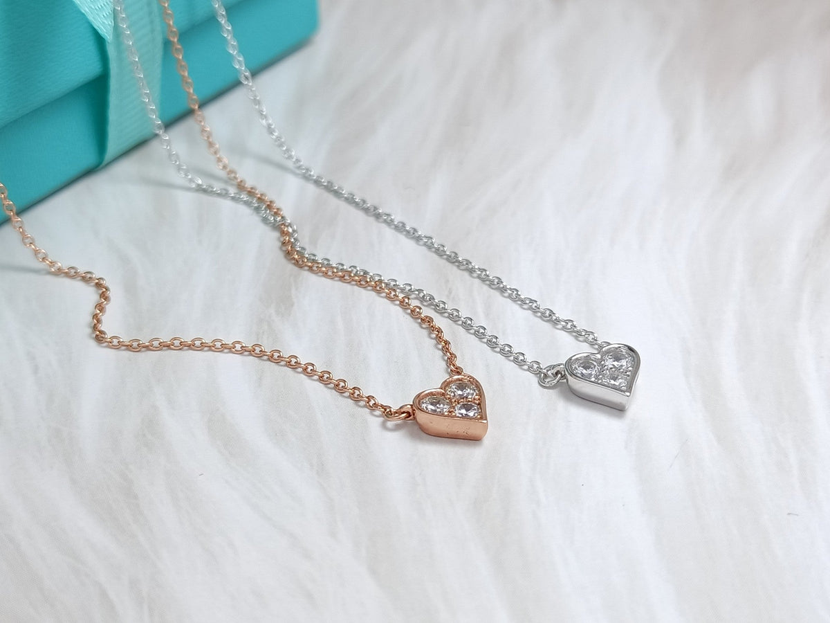 [Dawnora Jewelry]HEART 3 DIAMONDS PEDANT NECKLACE