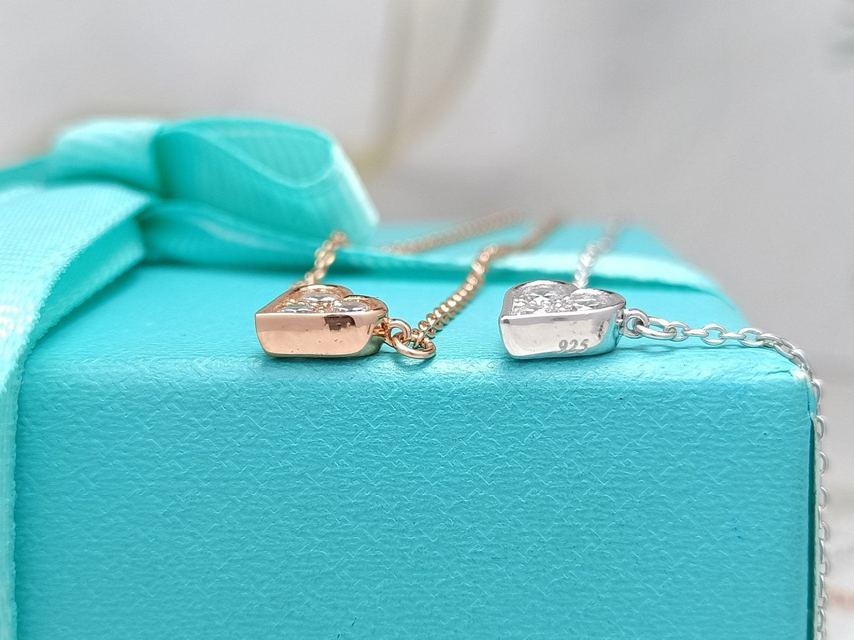 [Dawnora Jewelry]HEART 3 DIAMONDS PEDANT NECKLACE