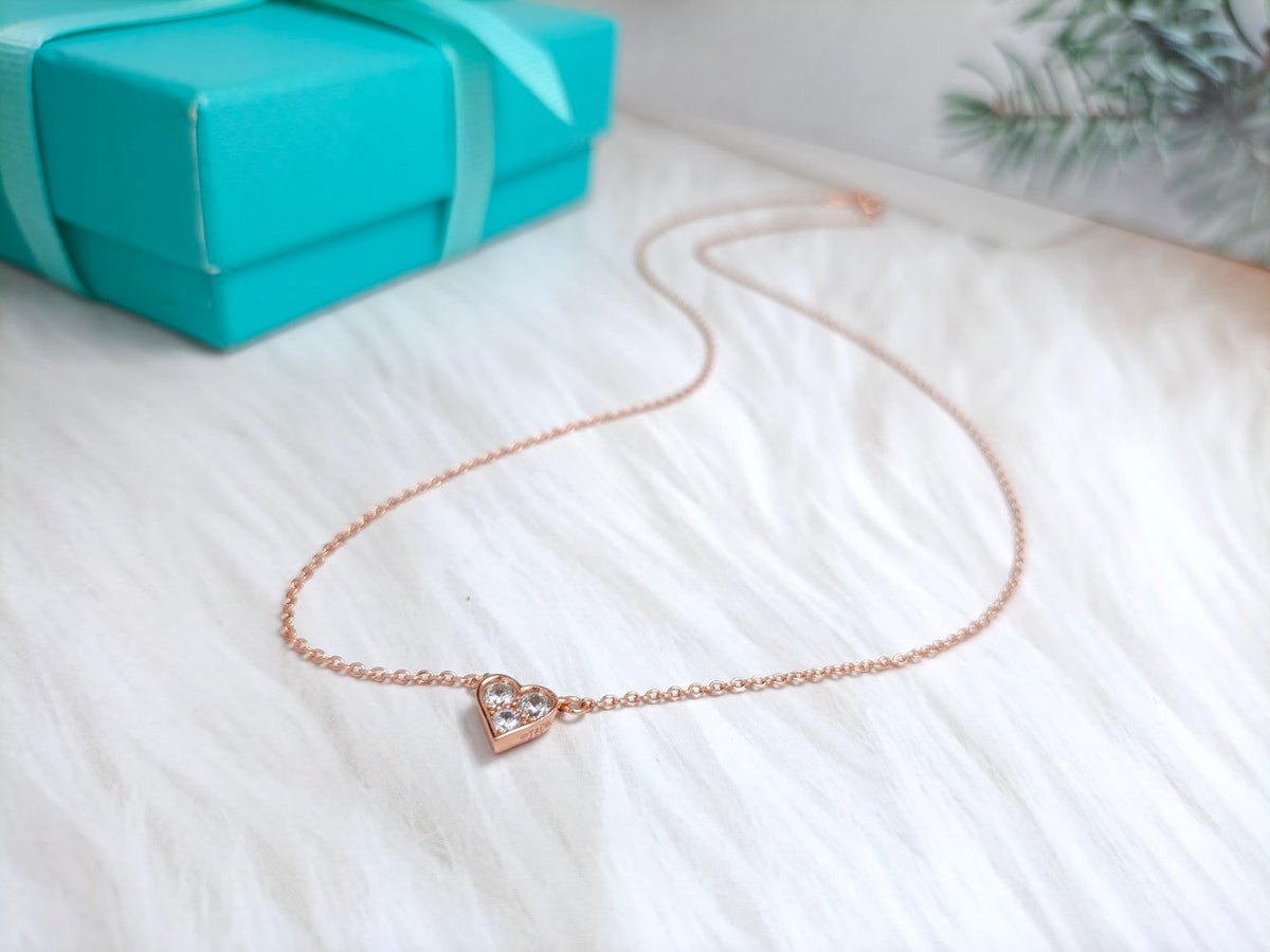 [Dawnora Jewelry]HEART 3 DIAMONDS PEDANT NECKLACE