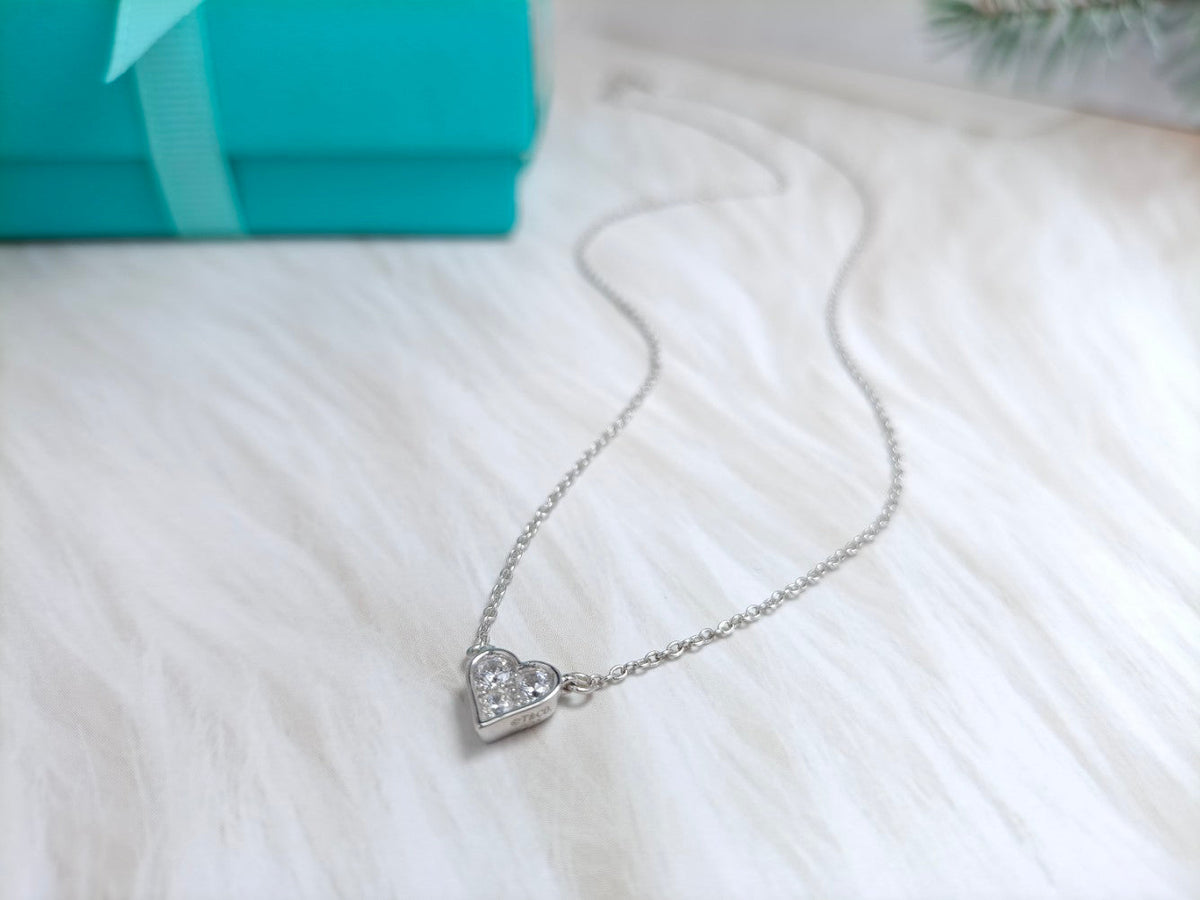 [Dawnora Jewelry]HEART 3 DIAMONDS PEDANT NECKLACE