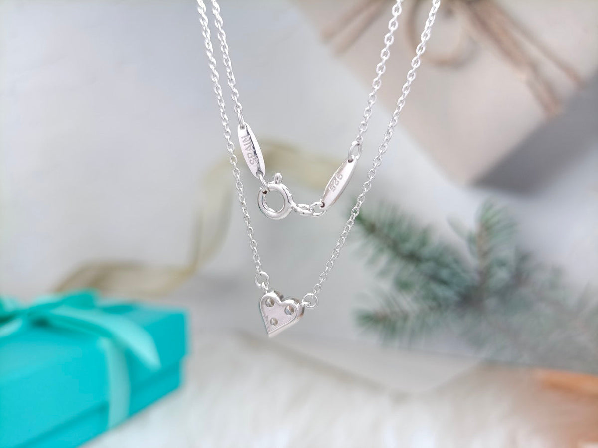 [Dawnora Jewelry]HEART 3 DIAMONDS PEDANT NECKLACE