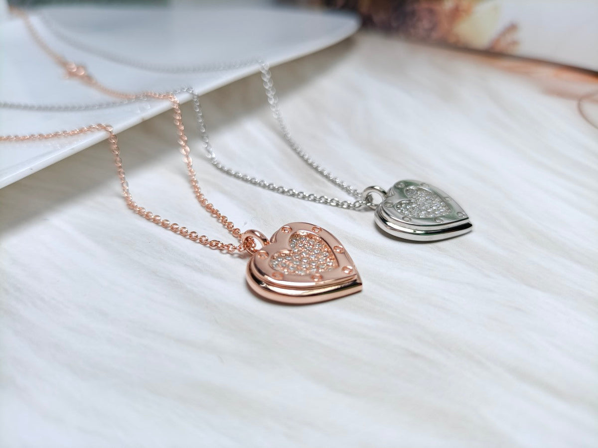 [Dawnora Jewelry]HEART DIAMONDS PEDANT NECKLACE