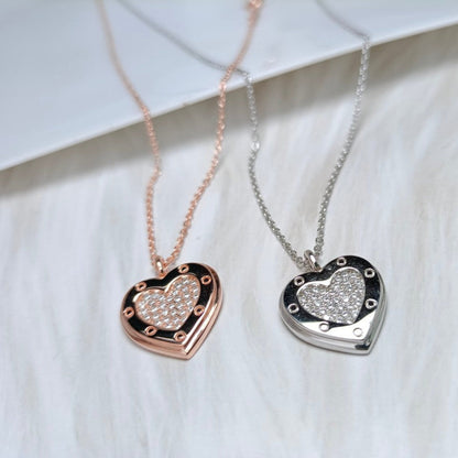 [Dawnora Jewelry]HEART DIAMONDS PEDANT NECKLACE