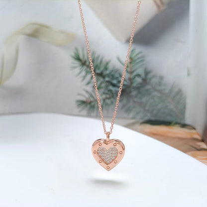 [Dawnora Jewelry]HEART DIAMONDS PEDANT NECKLACE