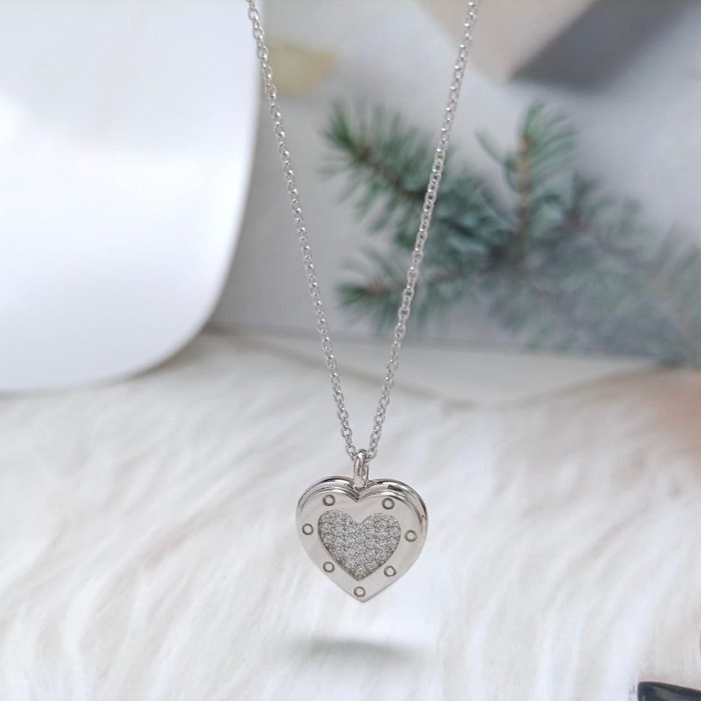 [Dawnora Jewelry]HEART DIAMONDS PEDANT NECKLACE