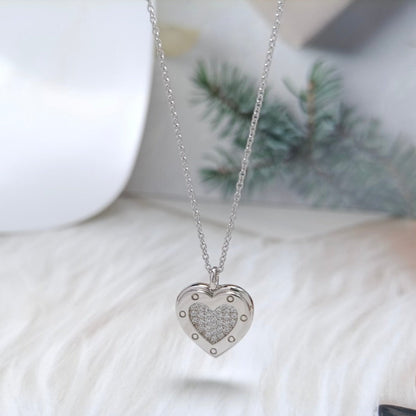 [Dawnora Jewelry]HEART DIAMONDS PEDANT NECKLACE