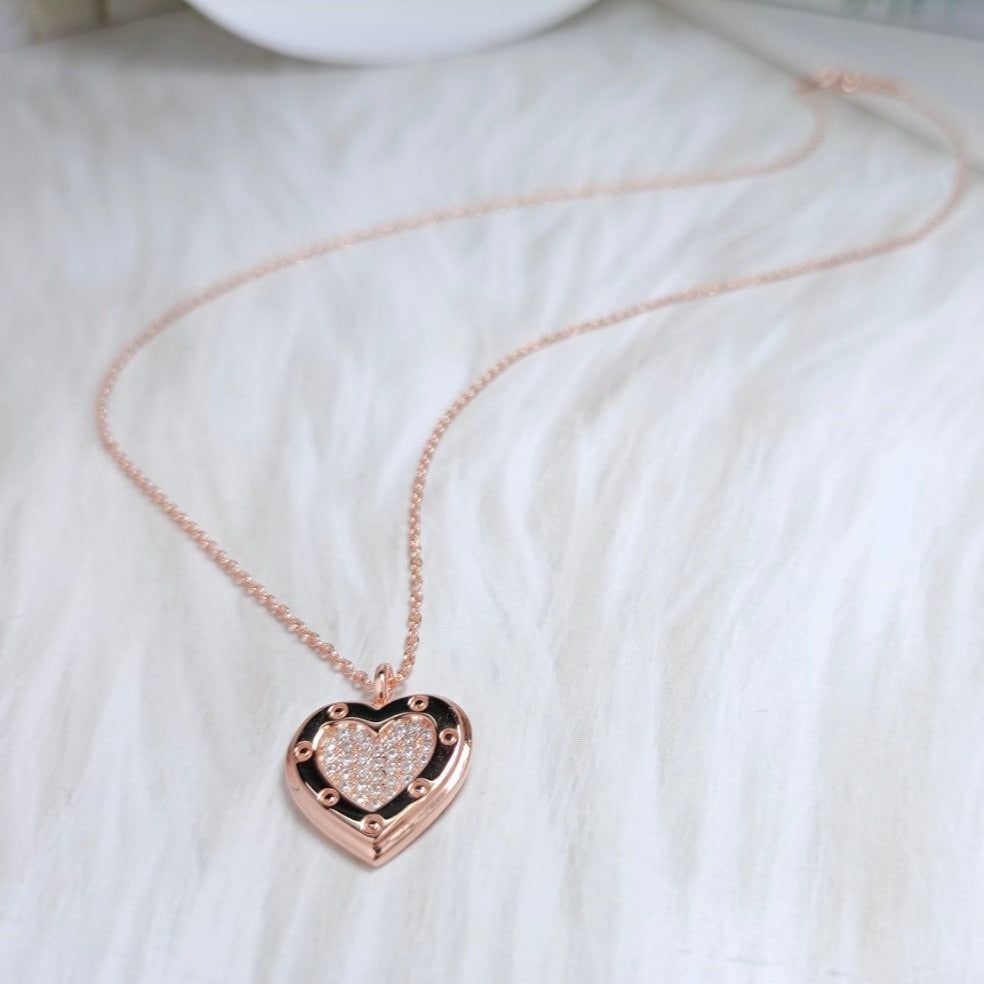 [Dawnora Jewelry]HEART DIAMONDS PEDANT NECKLACE