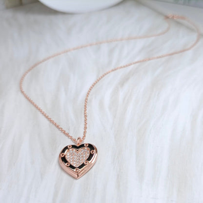 [Dawnora Jewelry]HEART DIAMONDS PEDANT NECKLACE