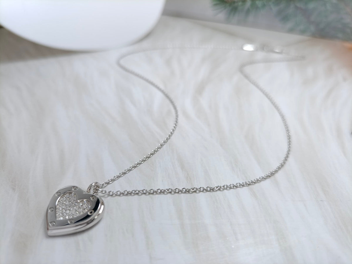 [Dawnora Jewelry]HEART DIAMONDS PEDANT NECKLACE