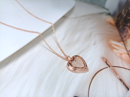 [Dawnora Jewelry]HEART DIAMONDS PEDANT NECKLACE