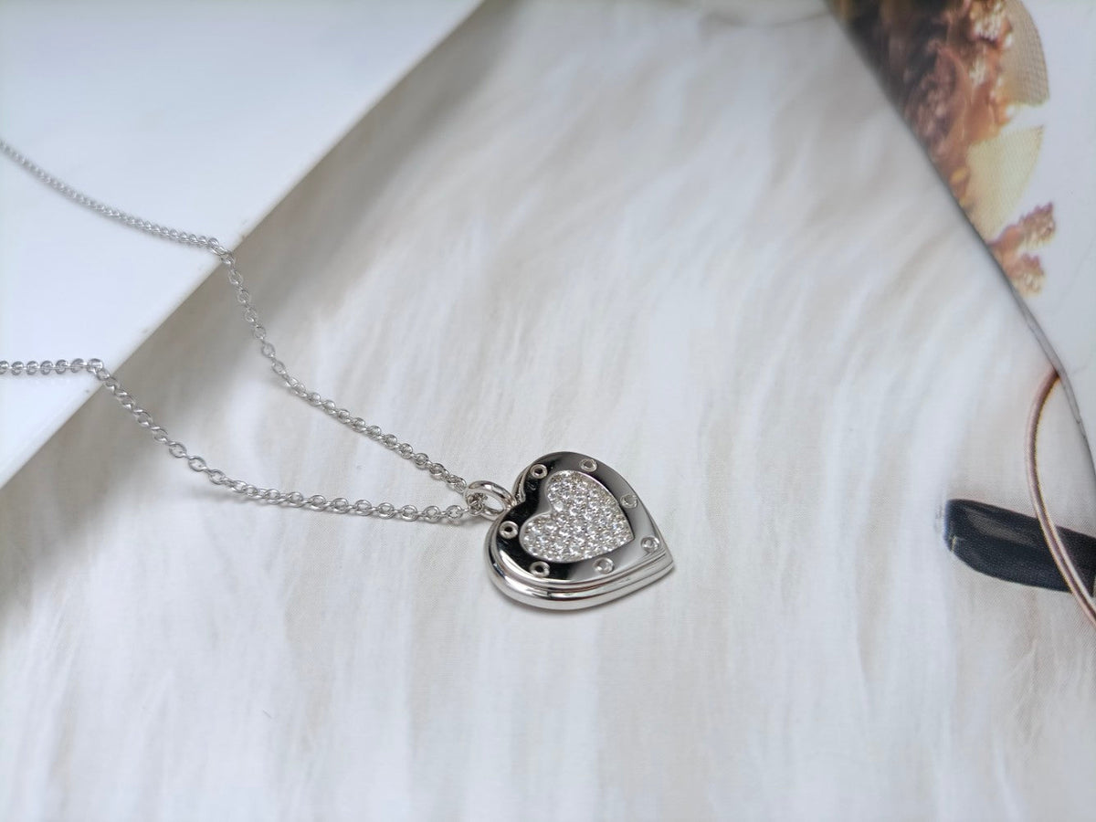 [Dawnora Jewelry]HEART DIAMONDS PEDANT NECKLACE