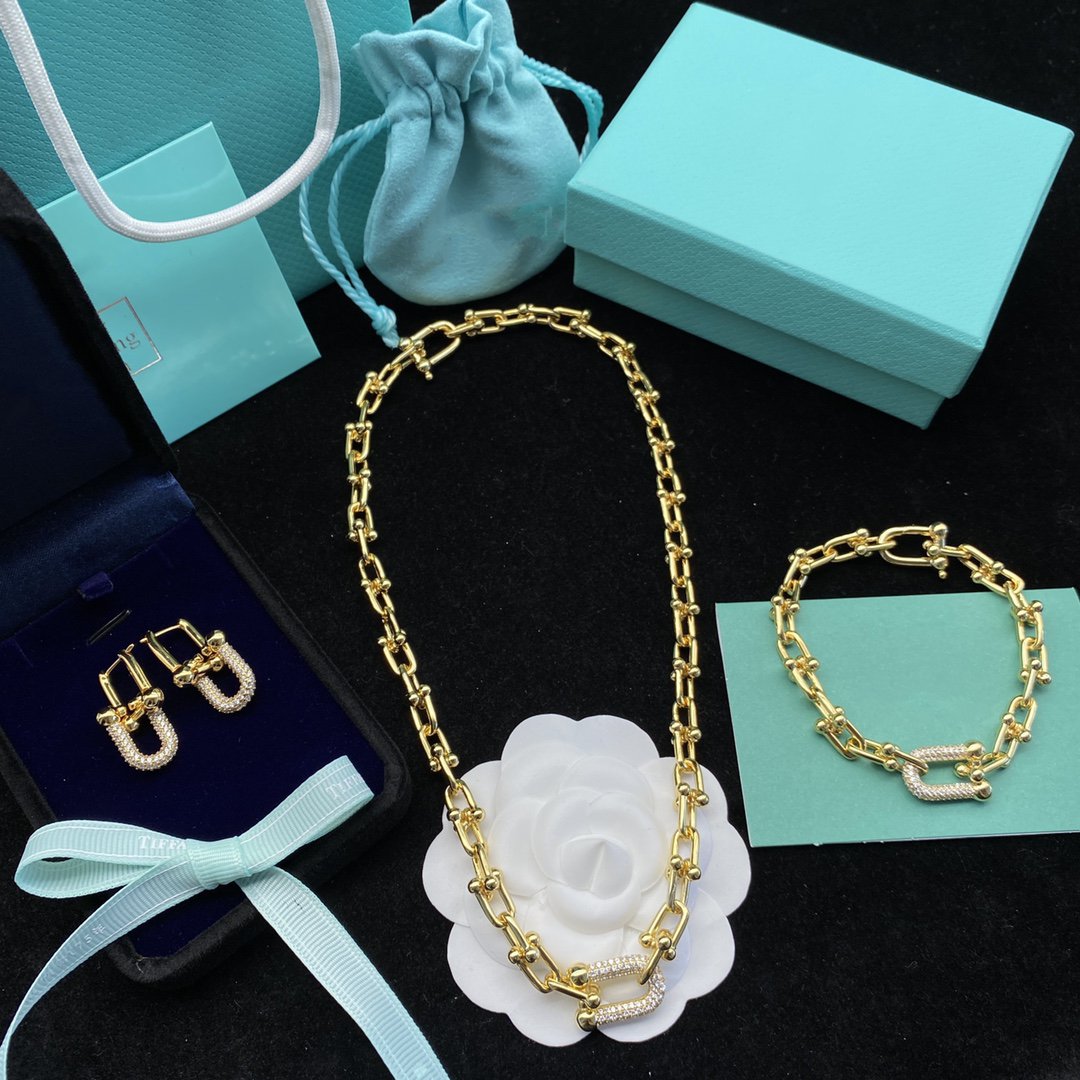 [Dawnora Jewelry]HARDWEAR LINK DIAMOND GOLD EARRINGS