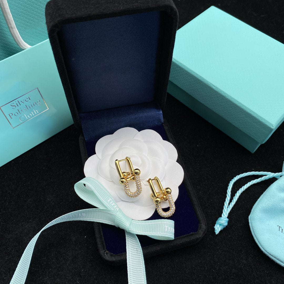 [Dawnora Jewelry]HARDWEAR LINK DIAMOND GOLD EARRINGS