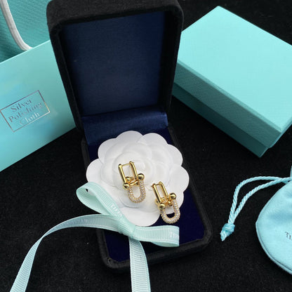 [Dawnora Jewelry]HARDWEAR LINK DIAMOND GOLD EARRINGS