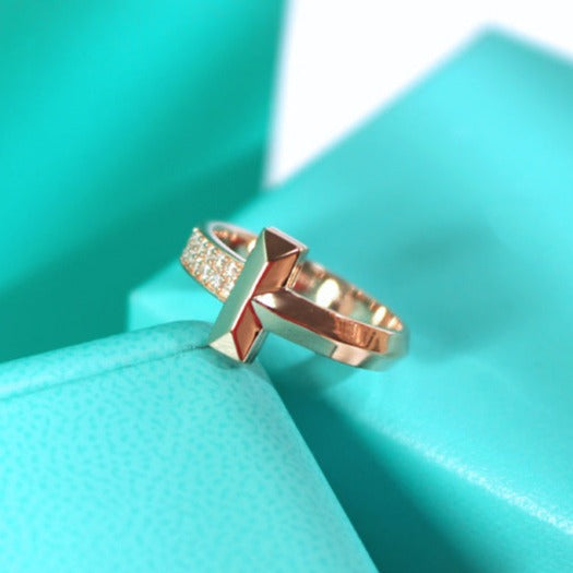 [Dawnora Jewelry]T1 NARROW DIAMOND PINK GOLD RING