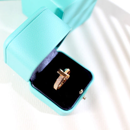 [Dawnora Jewelry]T1 NARROW DIAMOND PINK GOLD RING