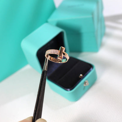 [Dawnora Jewelry]T1 NARROW DIAMOND PINK GOLD RING