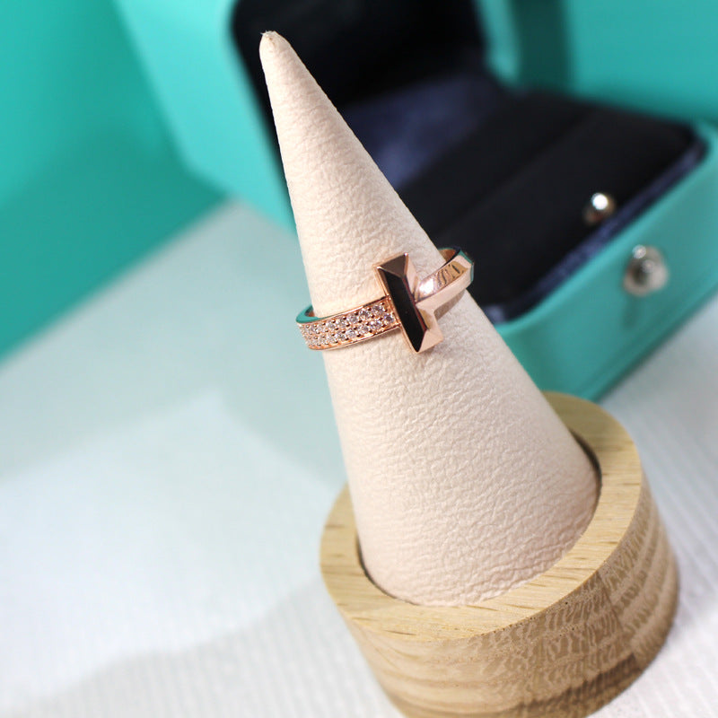 [Dawnora Jewelry]T1 NARROW DIAMOND PINK GOLD RING