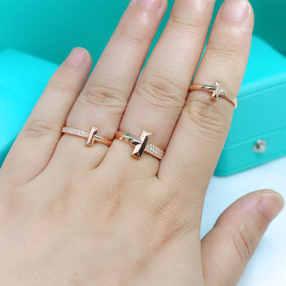 [Dawnora Jewelry]T1 NARROW DIAMOND PINK GOLD RING