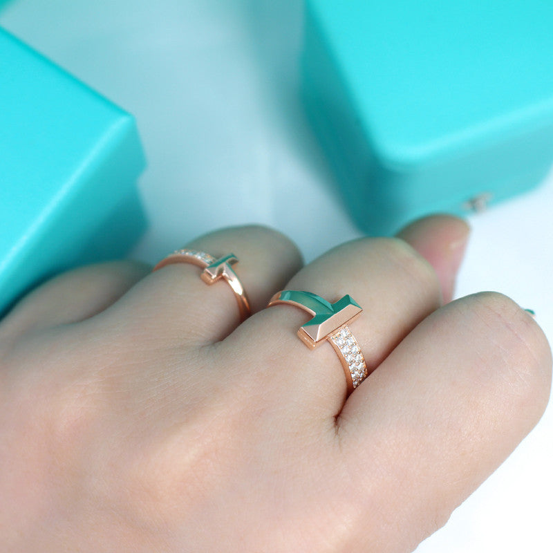 [Dawnora Jewelry]T1 NARROW DIAMOND PINK GOLD RING