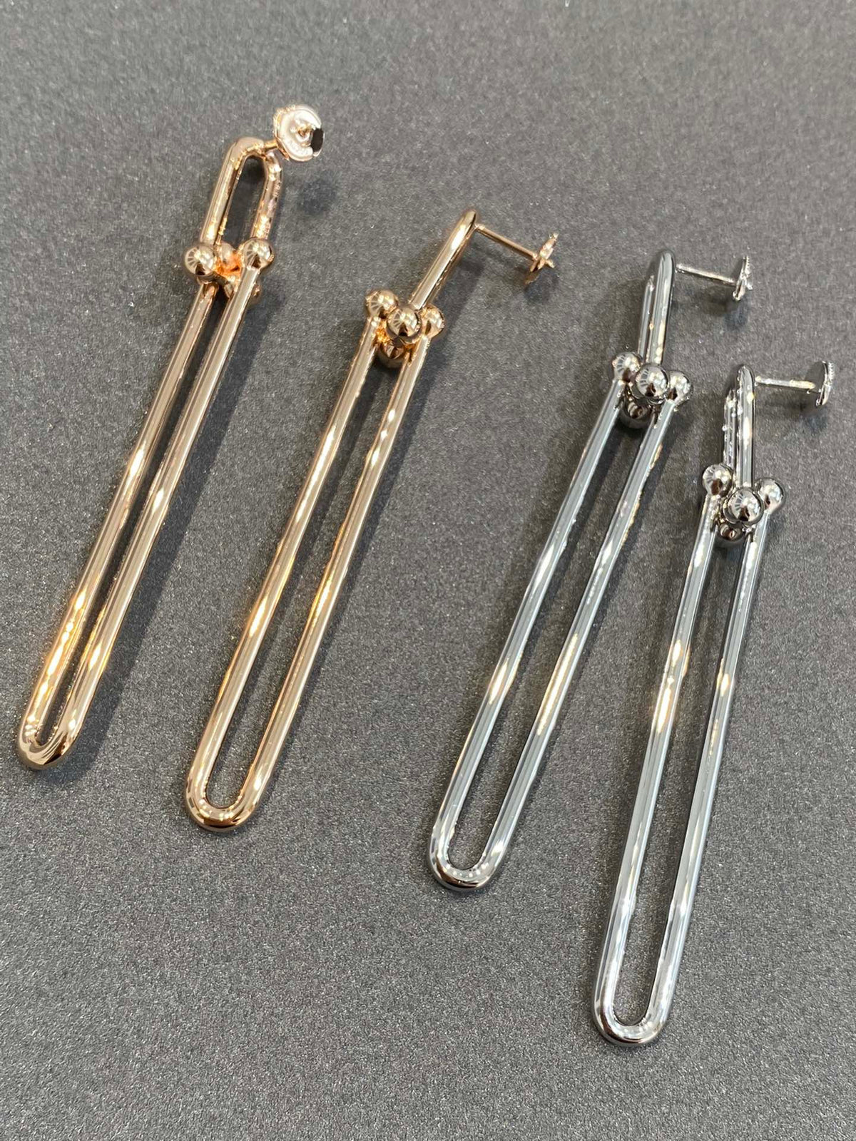 [Dawnora Jewelry]HARDWEAR DOUBLE LONG LINK EARRINGS