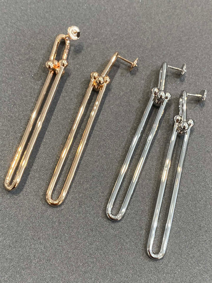 [Dawnora Jewelry]HARDWEAR DOUBLE LONG LINK EARRINGS