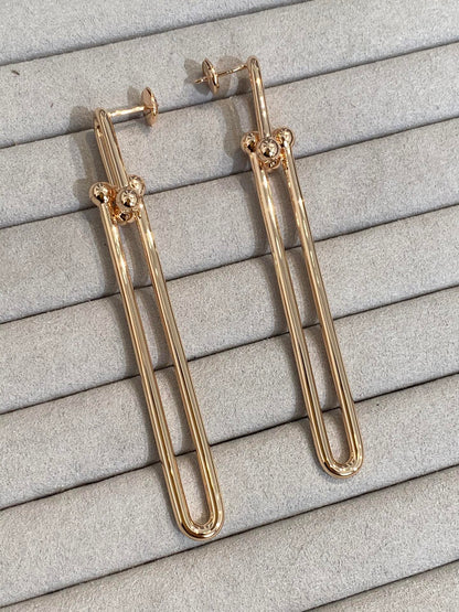 [Dawnora Jewelry]HARDWEAR DOUBLE LONG LINK EARRINGS