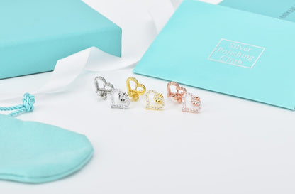 [Dawnora Jewelry]OPEN HEART STUD DIAMOND EARRINGS