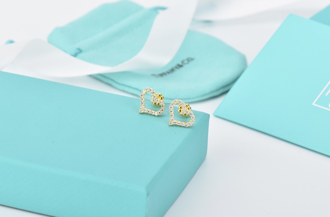 [Dawnora Jewelry]OPEN HEART STUD DIAMOND EARRINGS