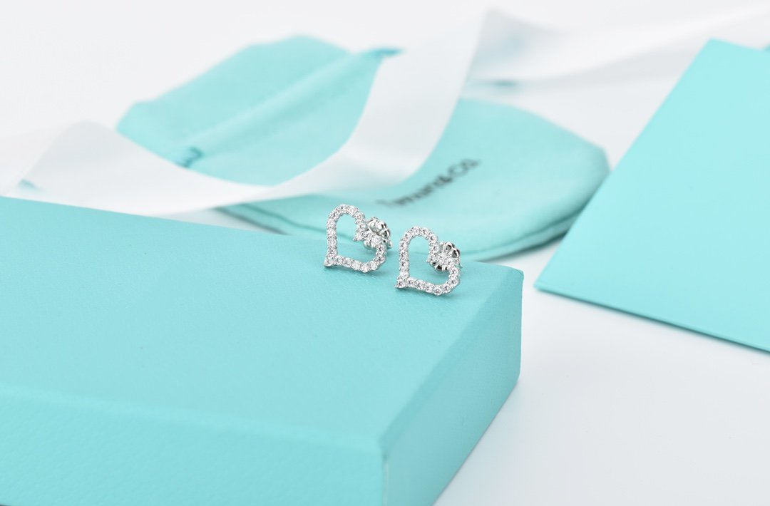 [Dawnora Jewelry]OPEN HEART STUD DIAMOND EARRINGS