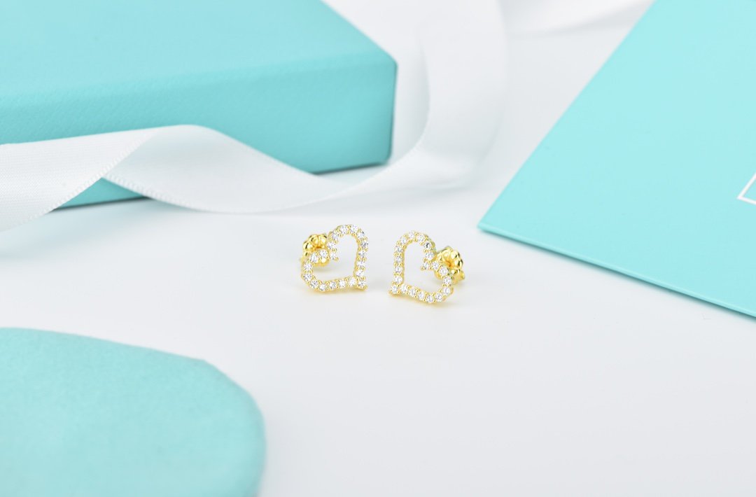 [Dawnora Jewelry]OPEN HEART STUD DIAMOND EARRINGS