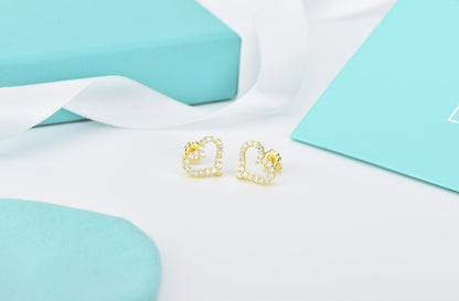 [Dawnora Jewelry]OPEN HEART STUD DIAMOND EARRINGS