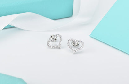 [Dawnora Jewelry]OPEN HEART STUD DIAMOND EARRINGS