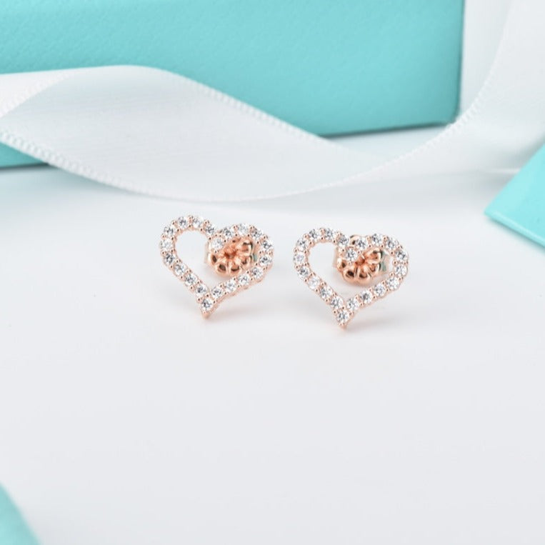 [Dawnora Jewelry]OPEN HEART STUD DIAMOND EARRINGS