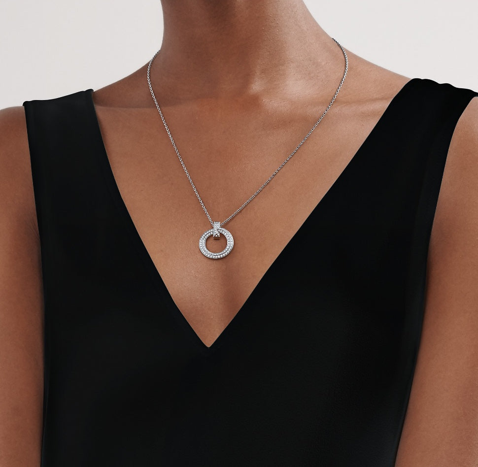 [Dawnora Jewelry]T CIRCLE PEDANT DIAMOND NECKLACE