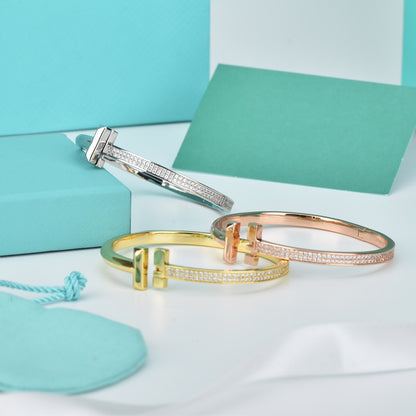 [Dawnora Jewelry]WIDE DIAMONDS HINGED BANGLE